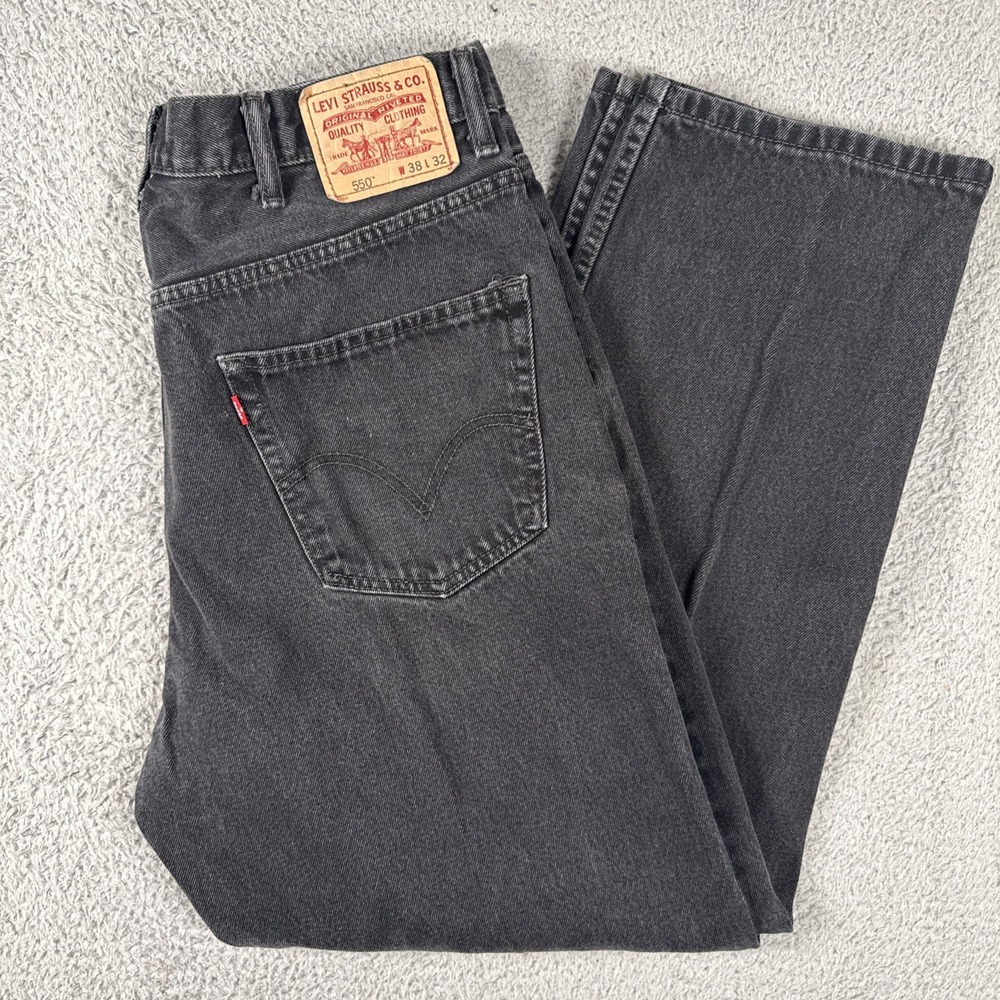 VTG Levis 550 Jeans Mens 38x32 (36x30) Black Relaxed 90s USA Y2K